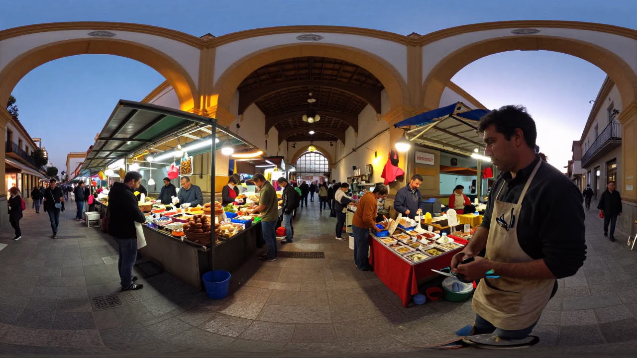 Nautical Dawn Light on Street Scene in Valencia in in Valencia, Spain