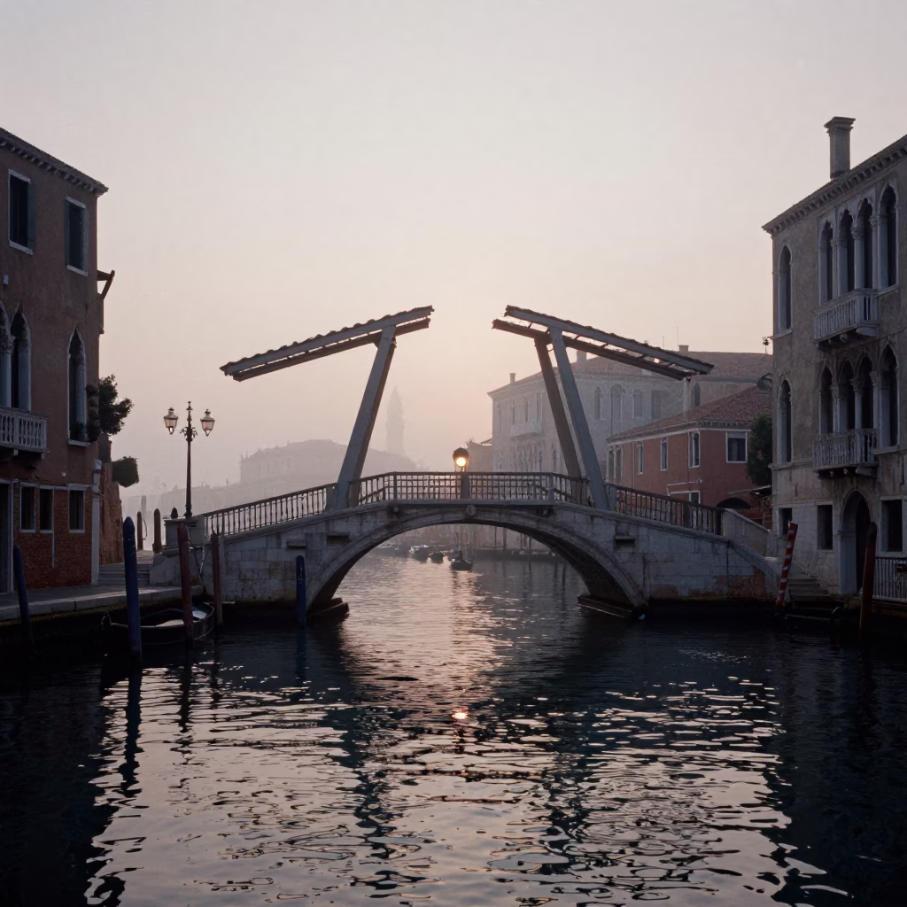 Nautical Dawn Light on Street Scene in Venice in in Venice, Italy