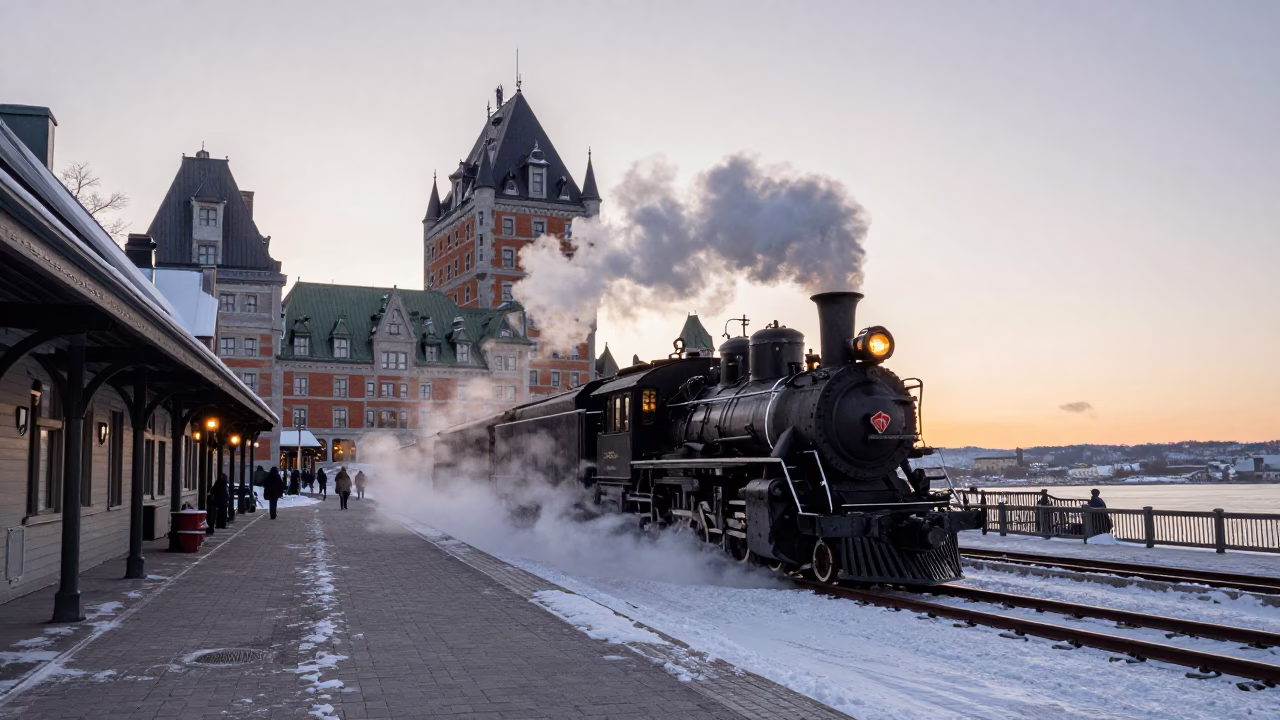 Nautical Dawn Light on Winter Morning in Quebec City in in Quebec City, Quebec, Canada