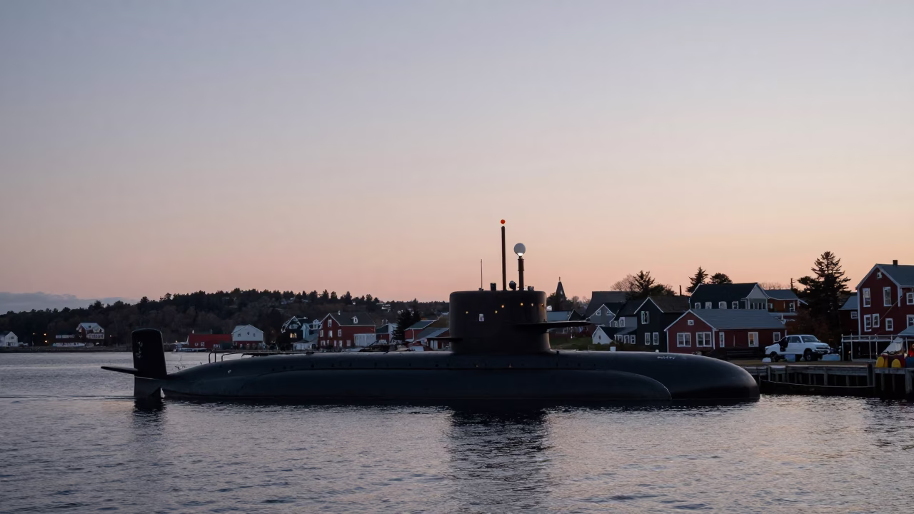 Nautical Dawn Light Over Halifax Waterfront with Submarine and Maritime Museum in in Halifax, Nova Scotia, Canada