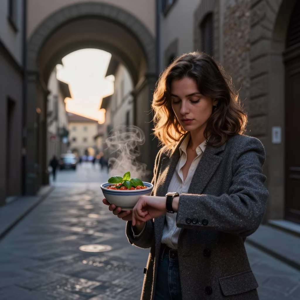 Nautical Dawn Street Photography in Florence Italy High Fashion Editorial Moment in in Florence, Italy