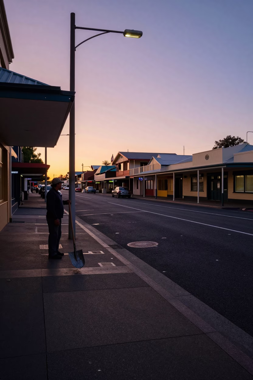 Nautical Dawn Street Scene in Adelaide South Australia with Ash Shovel and Chestnut Tree in in Adelaide, South Australia, Australia