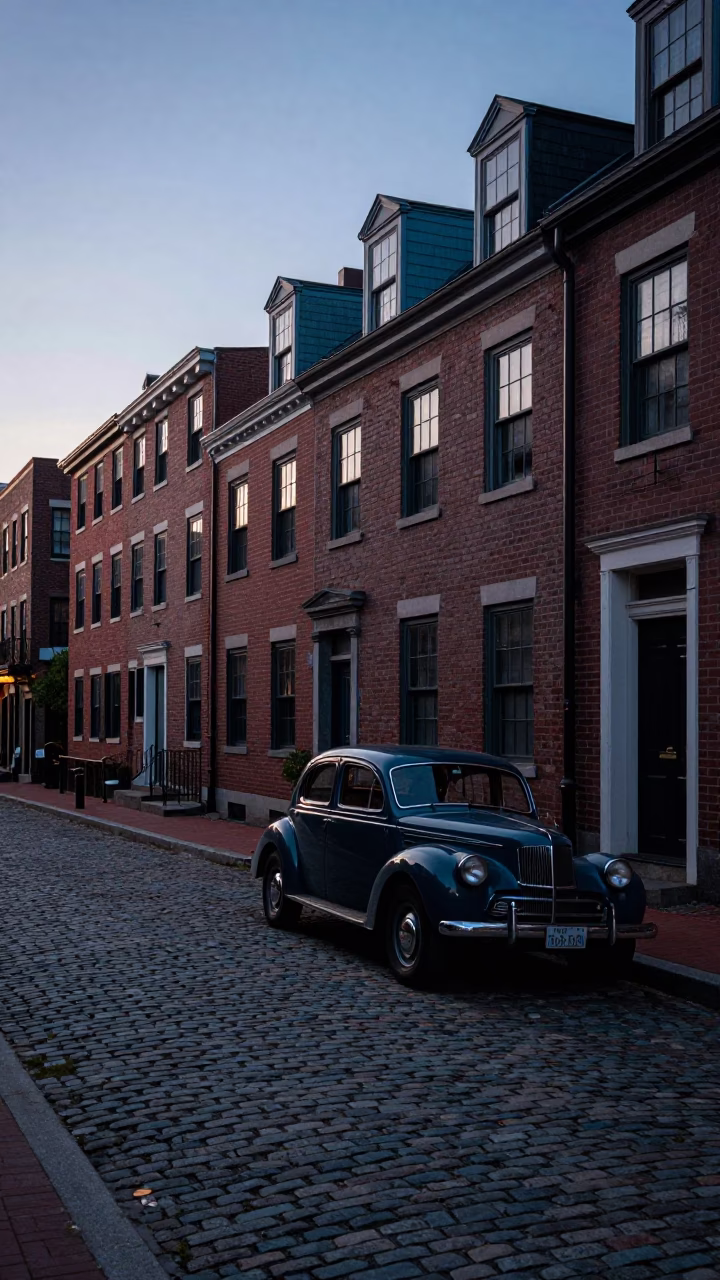 Nautical Dawn Street Scene in Boston Massachusetts with Vintage Elements in in Boston, Massachusetts, United States
