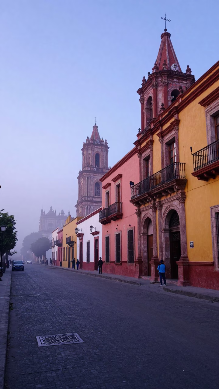 Nautical Dawn Street Scene in Guadalajara Mexico with Colorful Architecture and Local Life in in Guadalajara, Mexico