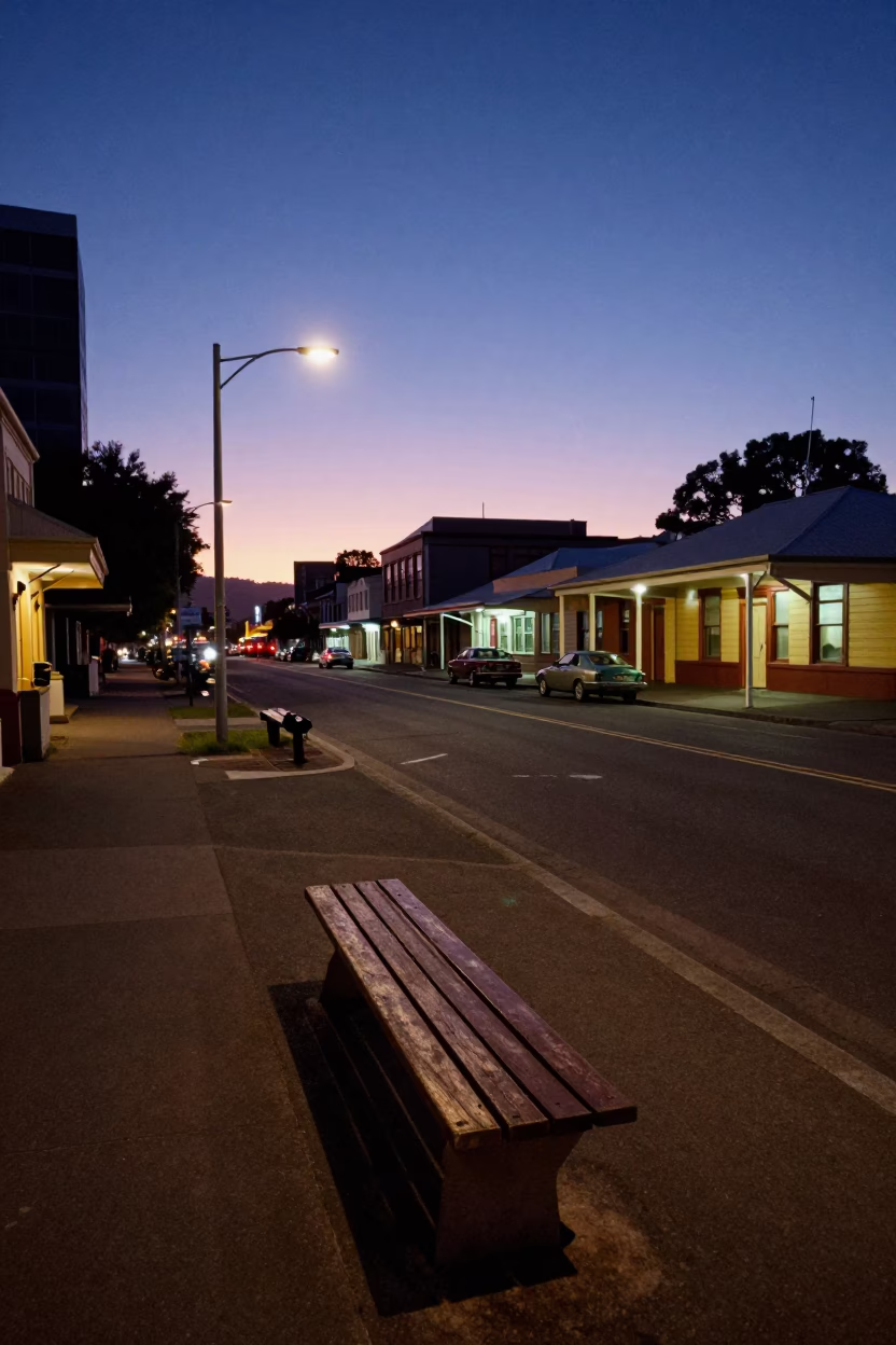Nautical Dawn Street Scene in Hobart Tasmania with Vintage 1970s Elements in in Hobart, Tasmania, Australia