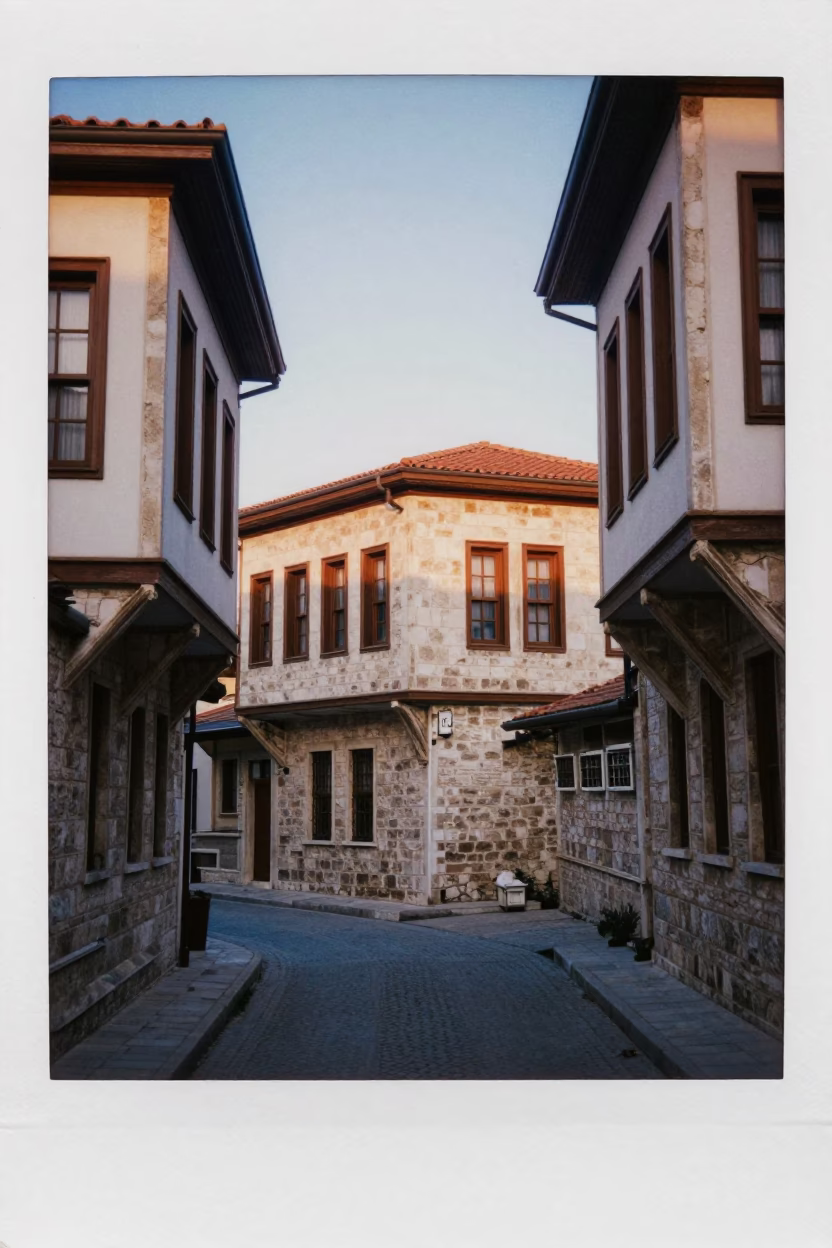 Nautical Dawn Street Scene in Izmir Turkey with Stone Architecture and Morning Light in in Izmir, Turkey