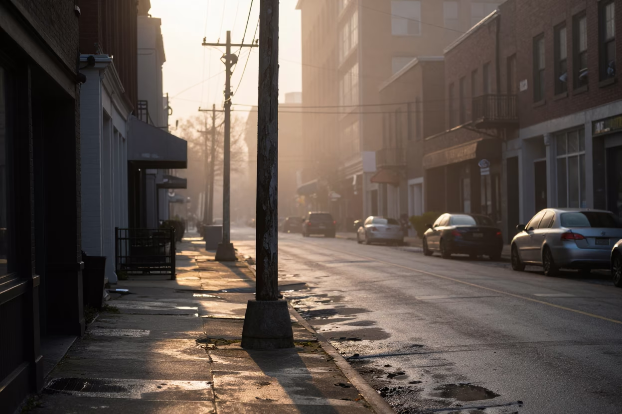 Nautical Dawn Street Scene in Philadelphia Pennsylvania with Urban Decay and Industrial Details in in Philadelphia, Pennsylvania, United States