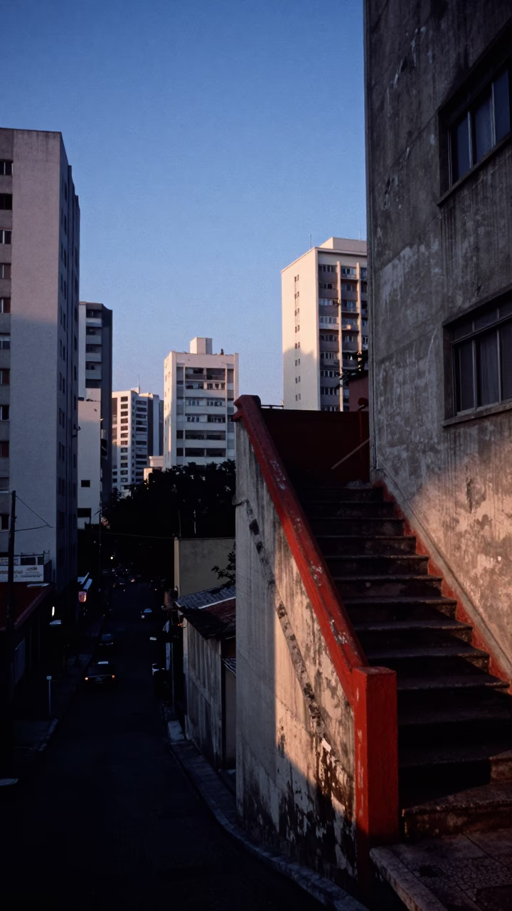 Nautical Dawn Street Scene in São Paulo Brazil with Urban Details in in São Paulo, Brazil