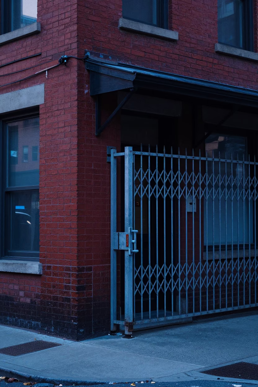 Nautical Dawn Street Scene in Toronto Ontario Canada with Keypad Latch and Brick Architecture in in Toronto, Ontario, Canada