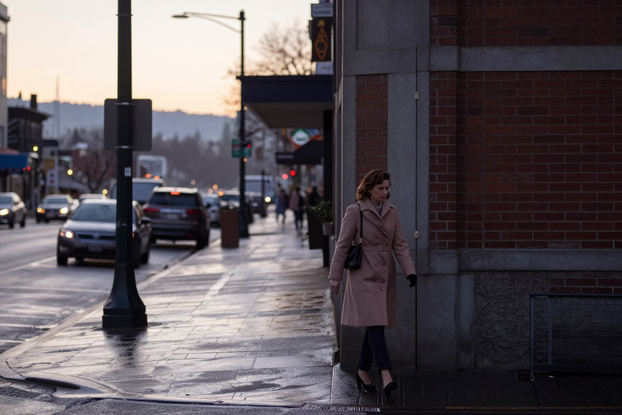 Nautical Dawn Street Scene in Vancouver British Columbia with Hinge Detail in in Vancouver, British Columbia, Canada