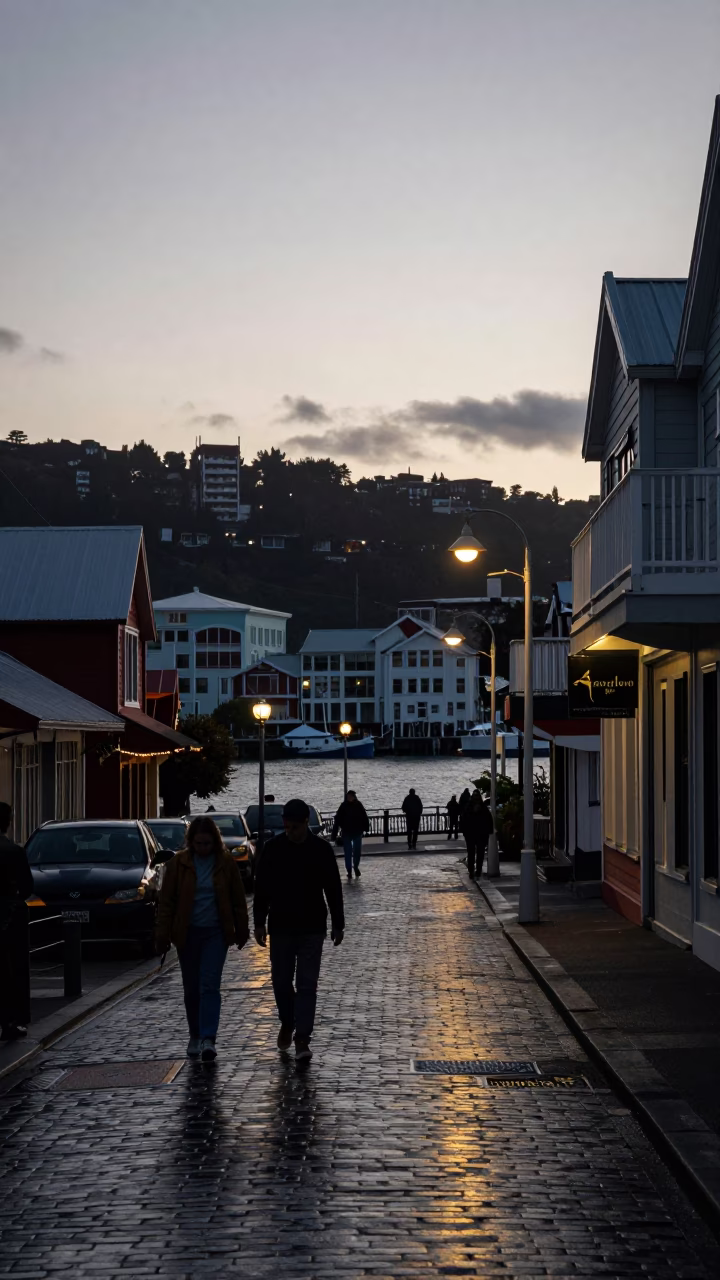 Nautical Dawn Street Scene in Wellington New Zealand with Vintage Elements in in Wellington, New Zealand