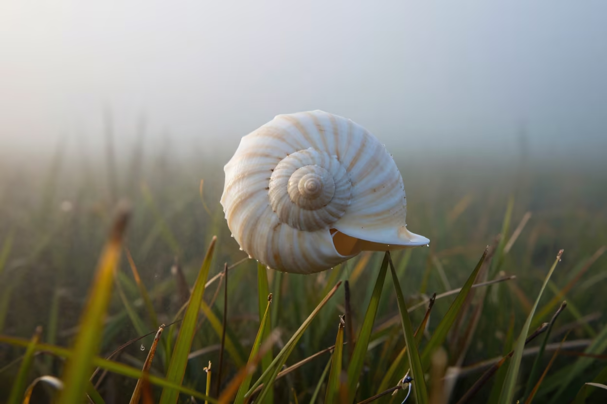 Nautilus Shell Cross Section Over Seagrass Meadow in above a seagrass meadow in South Africa