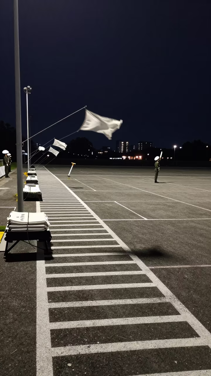 Naval Deck Parade Ground Rim Light Shadow in on a naval deck in rough wind near Umuahia
