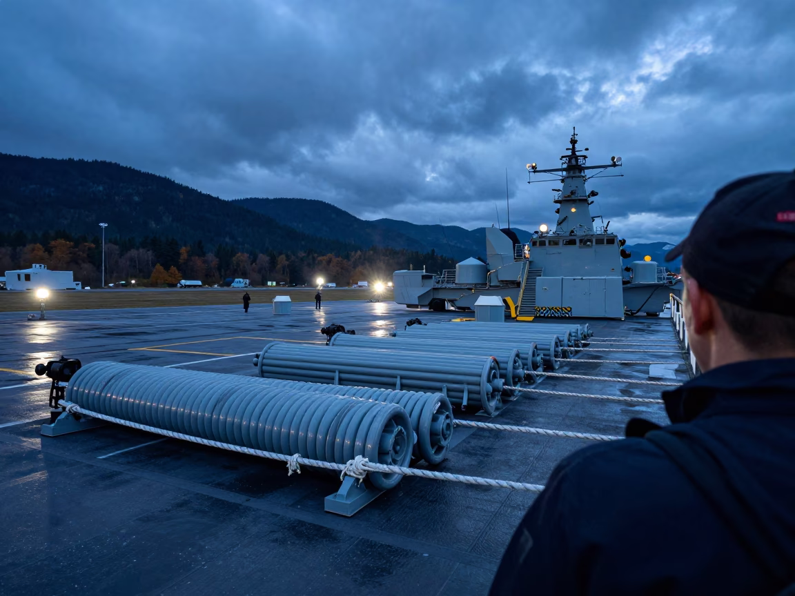 Naval Deck Twilight Exercise British Columbia in along an airbase flight line in British Columbia