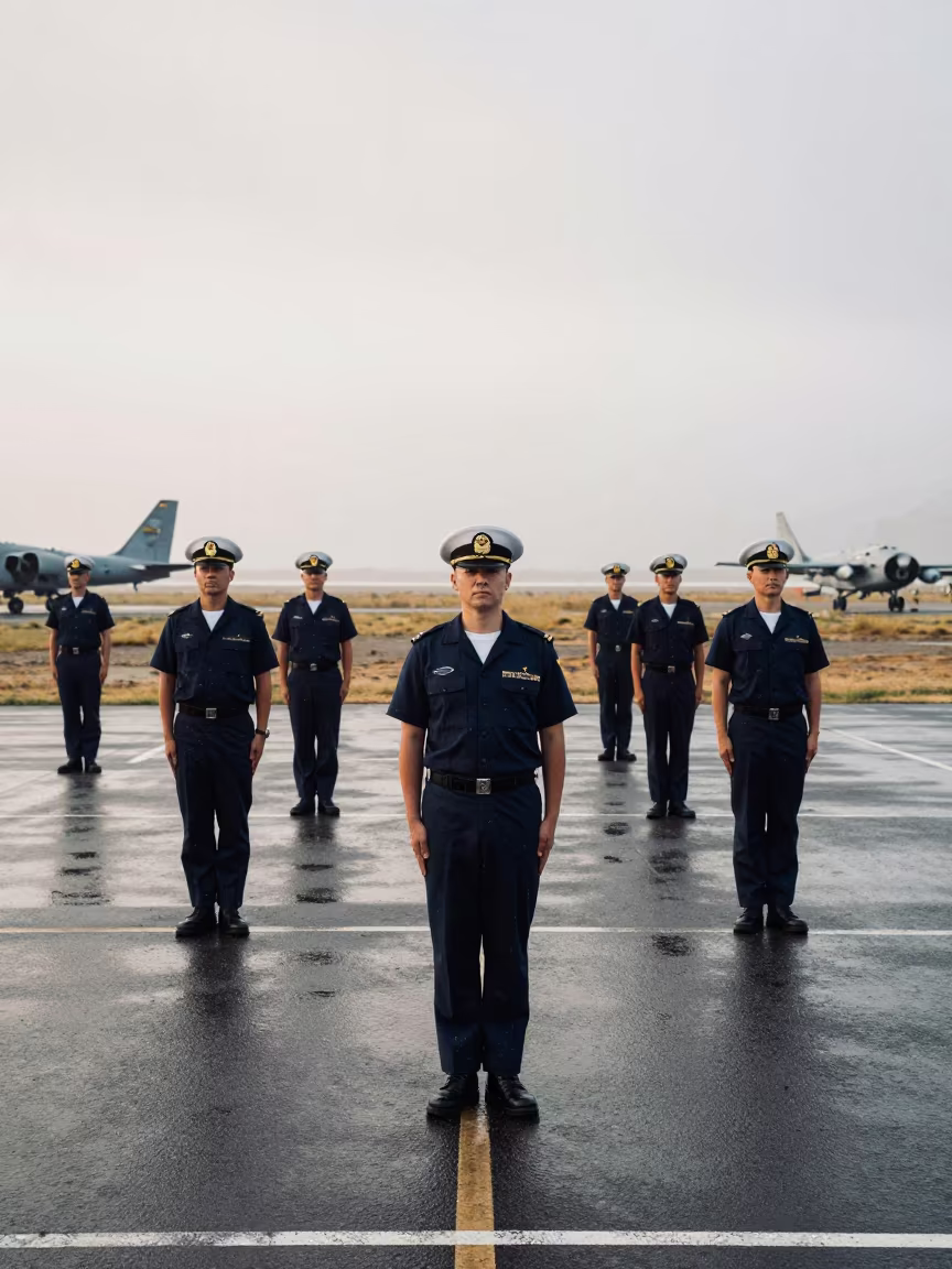 Naval Deck Watch Under Salt Spray Morning in along an airbase flight line near Sea Point, Cape Town