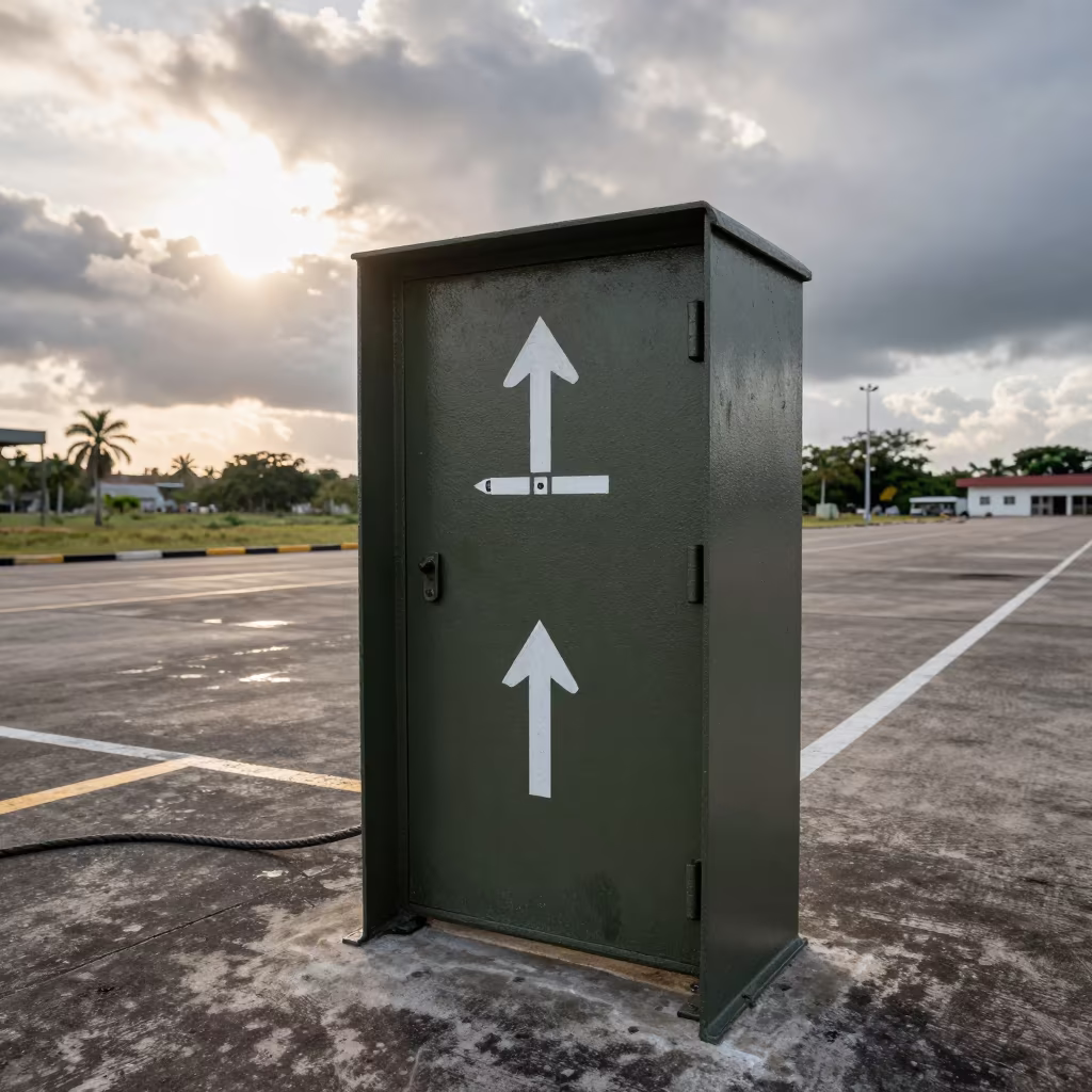 Naval Rope Locker on Cuban Airbase Morning in along an airbase flight line in Callejon de Hamel, Havana