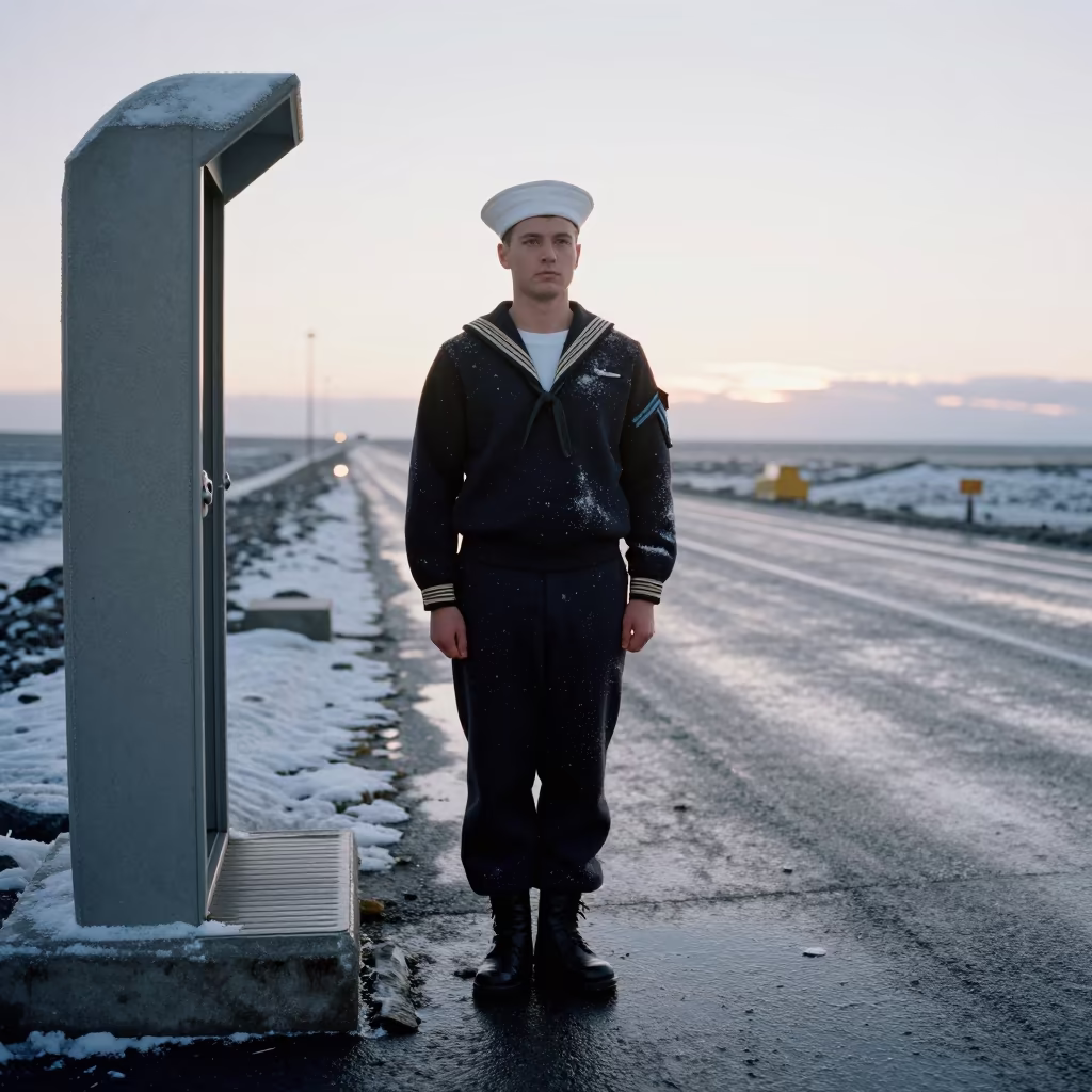 Naval Watch in Icelandic Dawn Salt Spray in at a checkpoint lane in Iceland