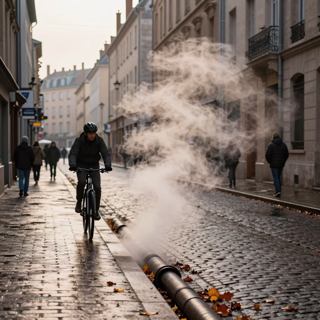 Navigating Streets in Lyon at Nautical Dawn Light in in Lyon, France