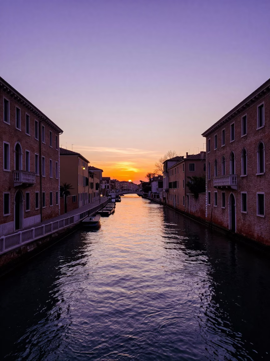 Navigli Canal in Milan at Sunset Light in in Milan, Italy
