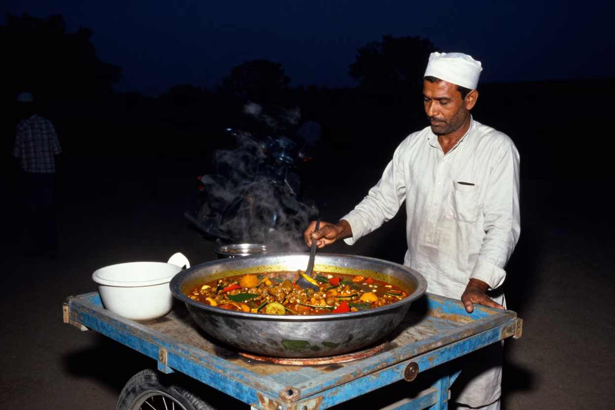 Ndole Stew in Jaipur at The Deepest Night Sky Light in in Jaipur, India