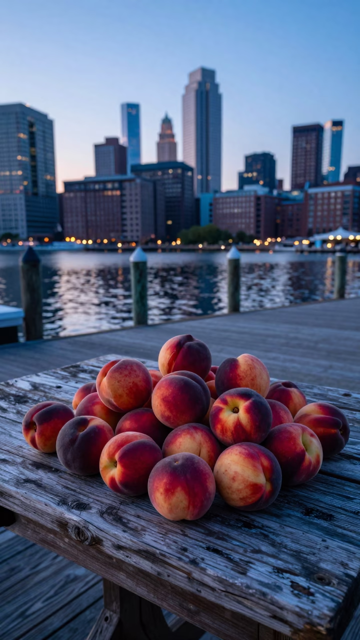 Nectarines at Sunrise Light in Boston in in Boston, Massachusetts, United States