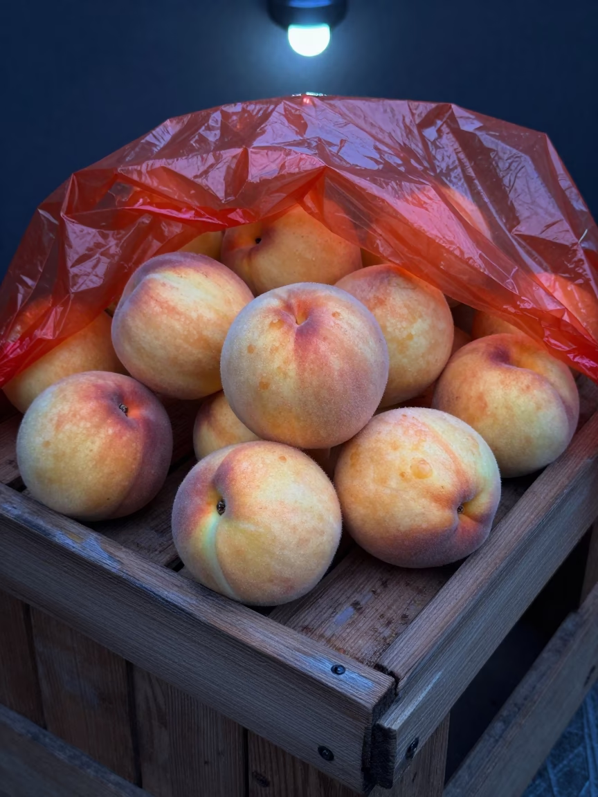 Nectarines in Beijing at Early Morning Light in in Beijing, China