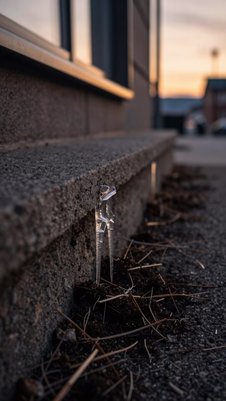Needle Ice Garden Pushing Frozen Soil in on a stone ledge near Oslo