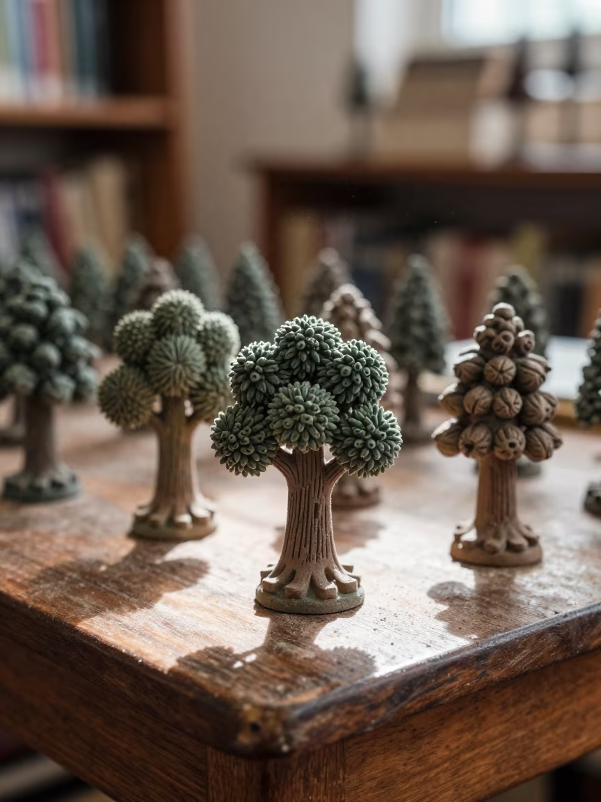 Neem Tree Shade on Dusty Library Table in on a dusty library table near Hobart