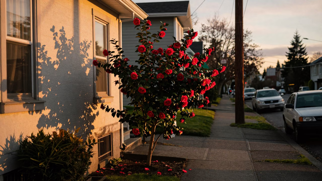 Neighborhood Scene in Seattle at Golden Hour in in Seattle, Washington, United States