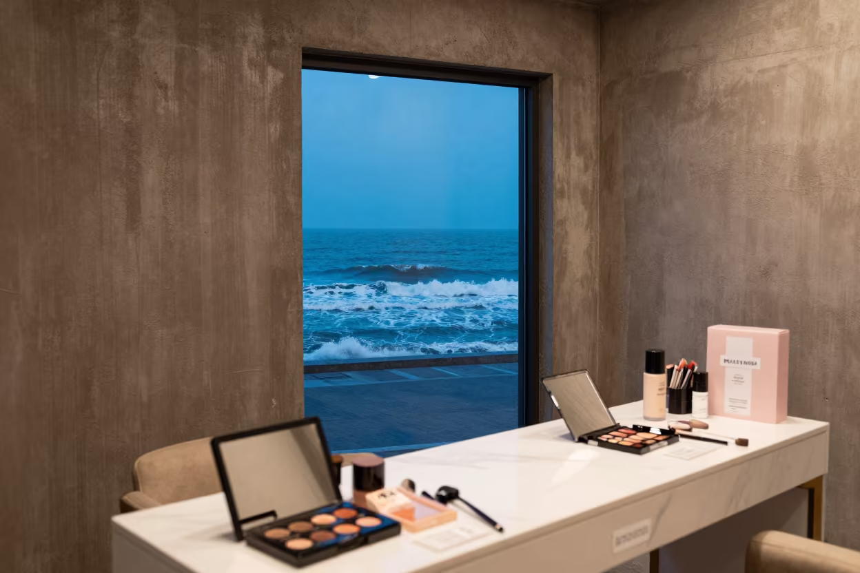 Neon Bridal Vanity Open Ocean Surreal Chongqing in inside a nail studio in Chongqing