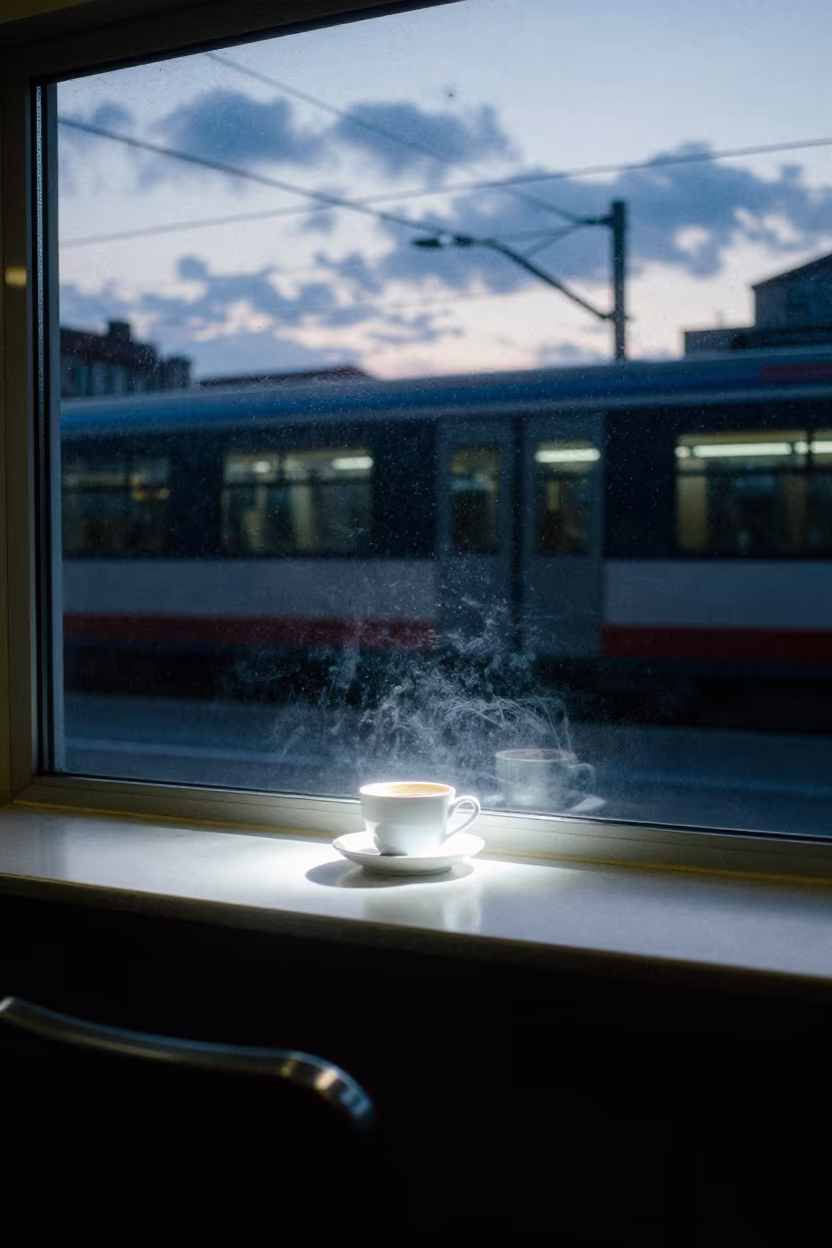 Neon Diner Silhouette Under Zagreb Train in under an elevated train line in Zagreb