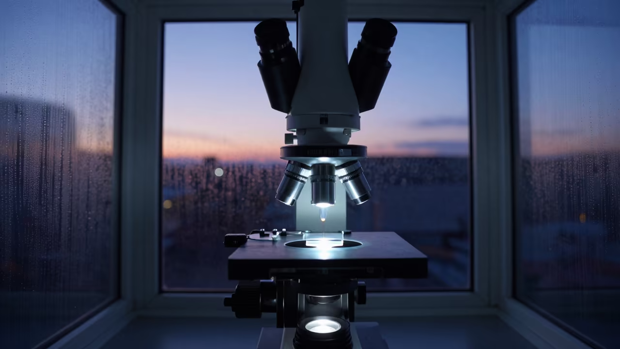 Neon Light on Plankton Slide in Girga Clean Room in inside a clean room near Girga