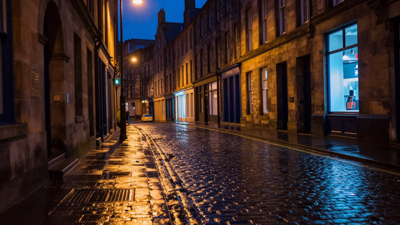 Neon Lights after dark in Edinburgh in in Edinburgh, United Kingdom