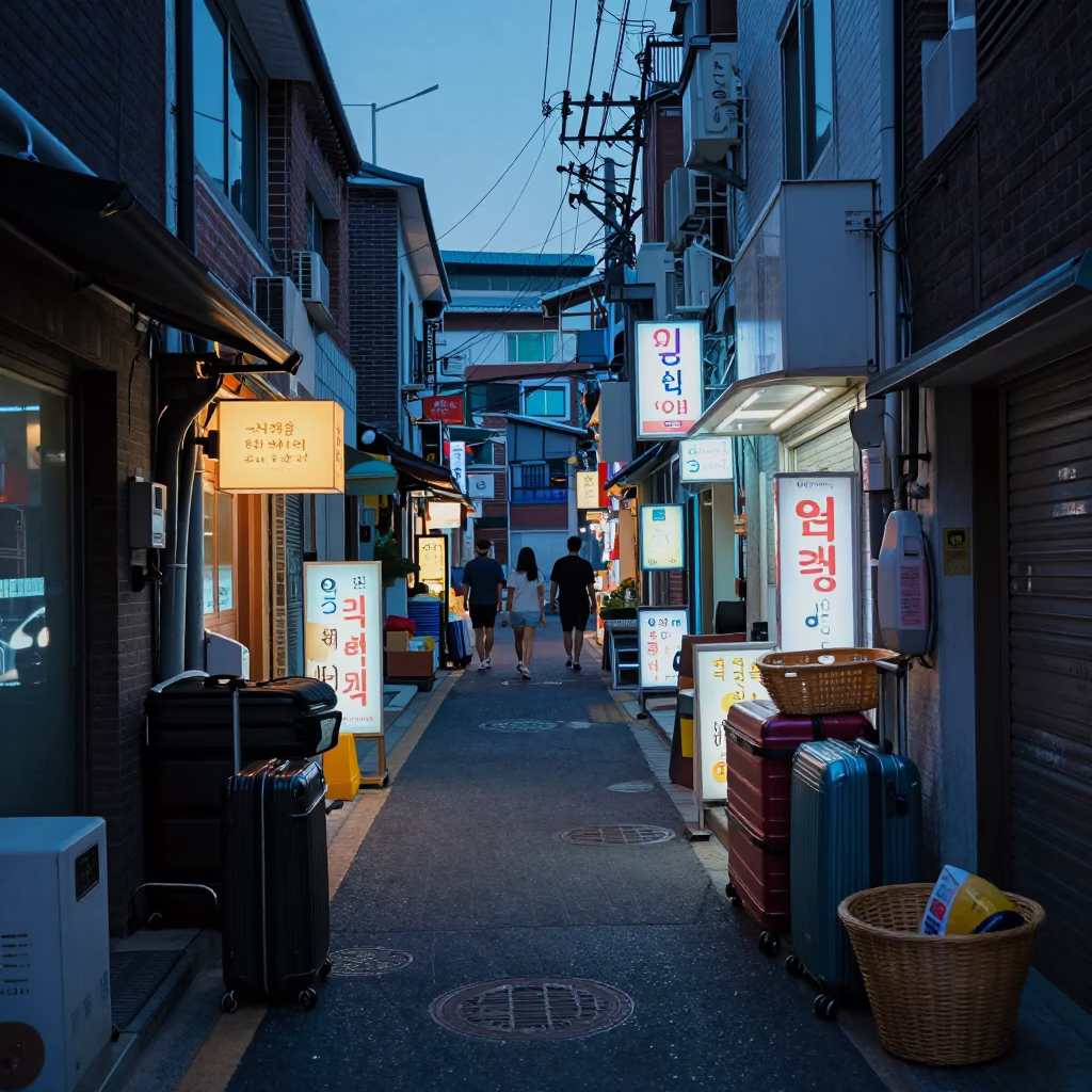 Neon-lit Alley in Seoul in in Seoul, South Korea