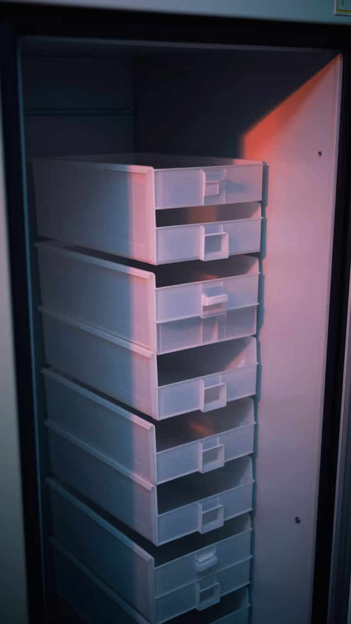 Neon Lit Logistics Binder Drawer in Lucknow Bay in inside a chilled distribution bay in Lucknow