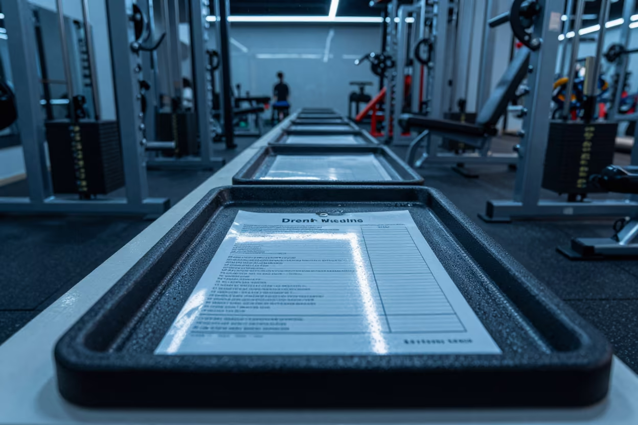 Neon Lit Waiver Scan Tray in Haikou Gym in inside a strength room in Haikou