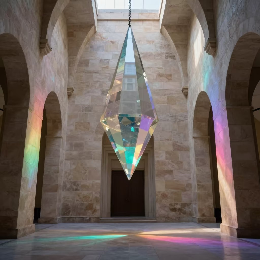 Neon Prism Spectrum in Garoua Vaulted Atrium in inside a vaulted atrium in Garoua