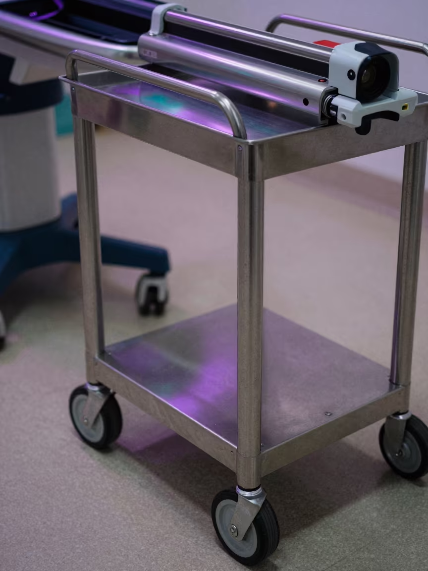 Neon Reflected Cast Saw Cart in Fuzhou Suite in inside an imaging suite in Fuzhou