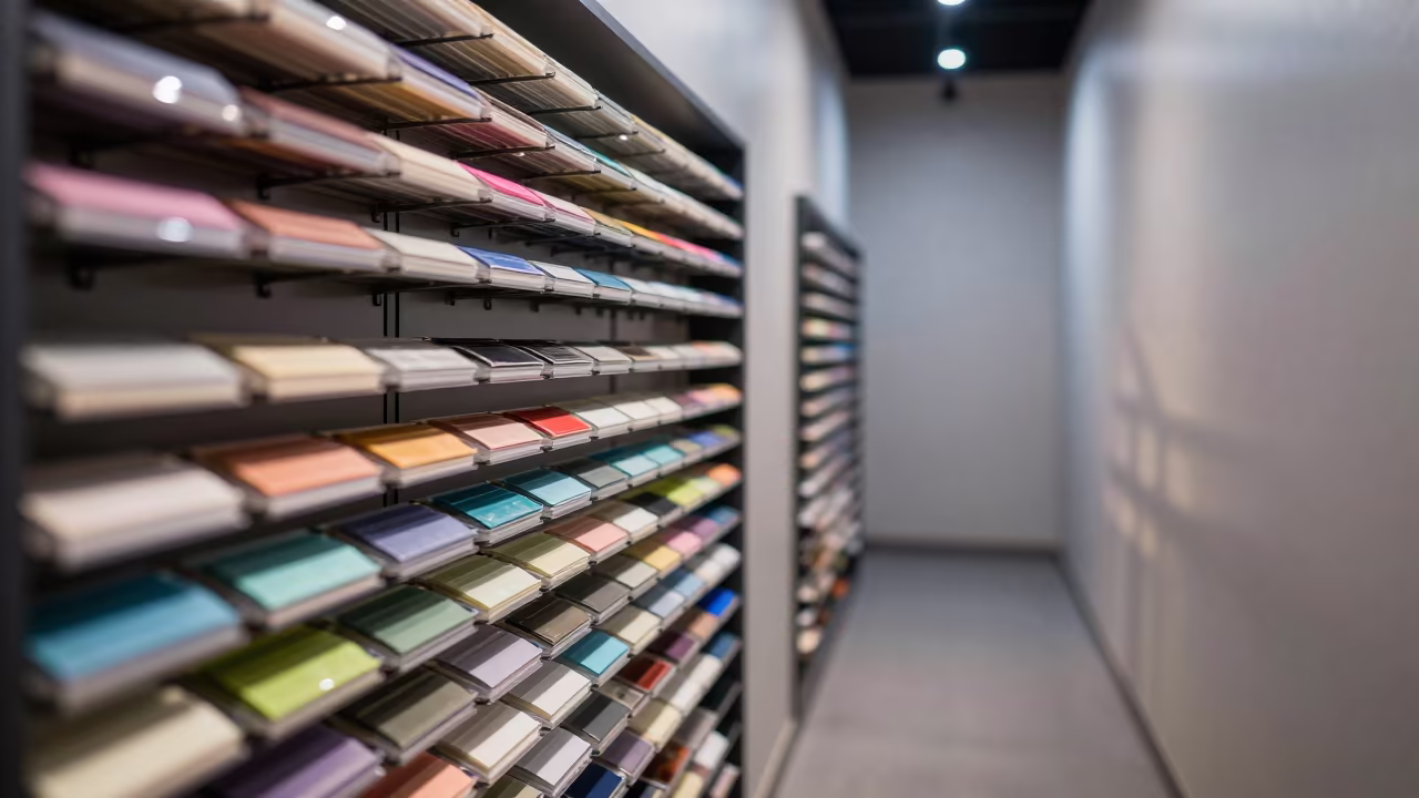 Neon Reflected Color Card Rail Midnight Chandigarh in inside a fitting room corridor in Chandigarh