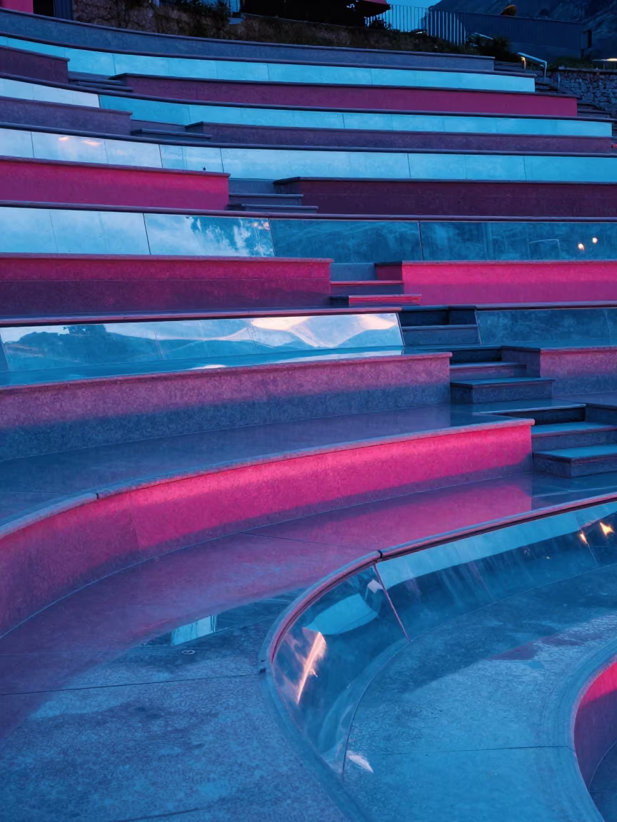 Neon Reflected Terrace Steps Zermatt Valley in near Zermatt