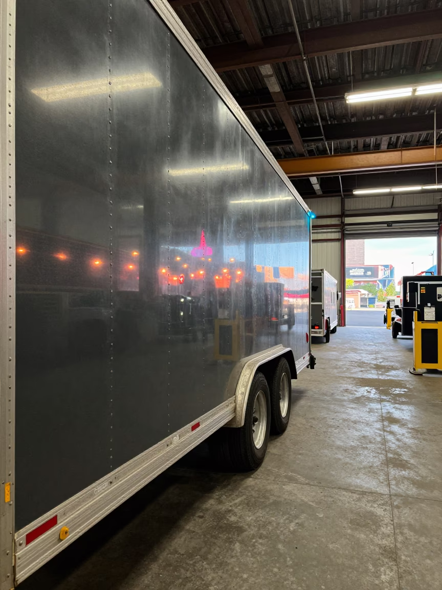 Neon-Reflected Trailer Gladhand Dust Cap in Naples Warehouse in inside a warehouse aisle in Naples