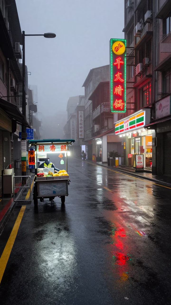 Neon Reflection in Taipei in in Taipei, Taiwan