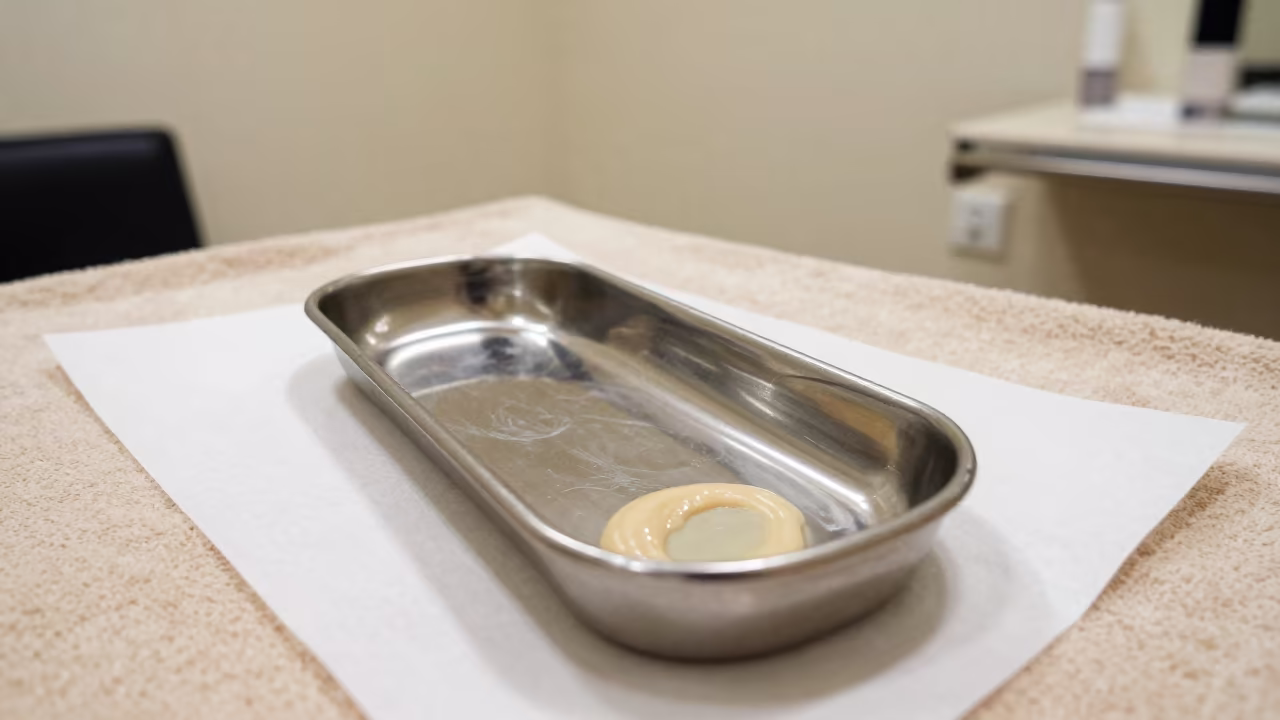 Neon Reflections on Salon Extraction Tray in inside a salon row in Yokohama