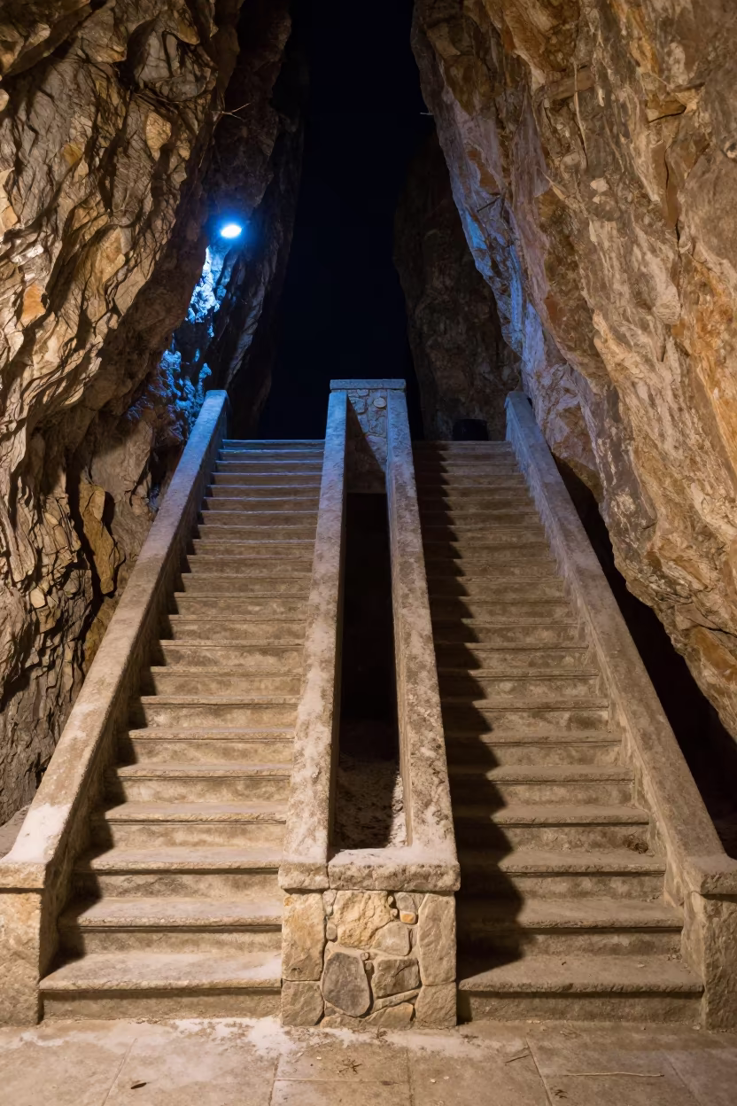 Neon Stone Staircase Georgia Winter Night in in Georgia