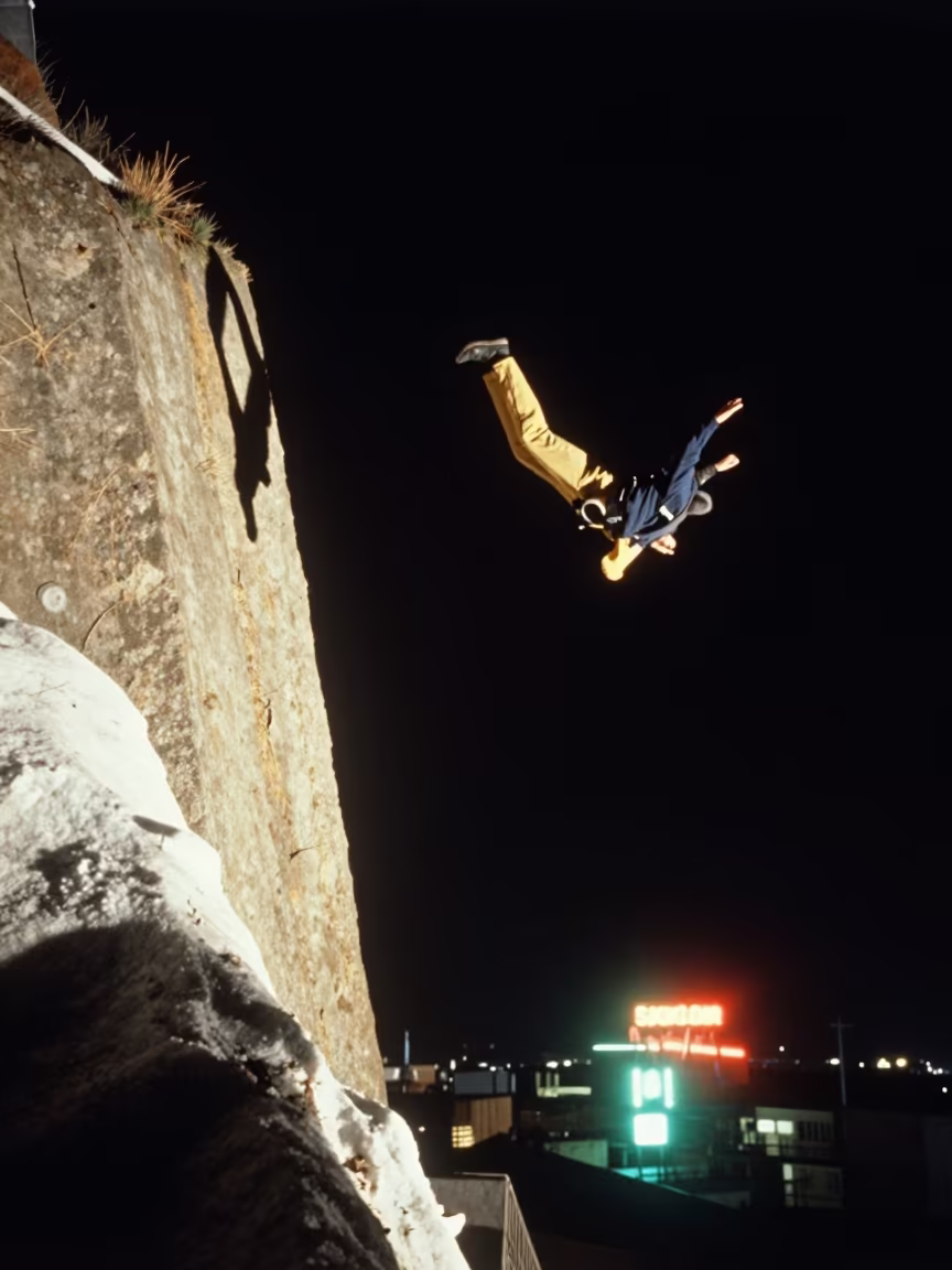 Neon Snow and Sun Over San Pedro Cliff Jumper in in San Pedro, La Paz