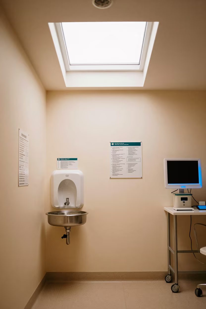 Neonatal Handwashing Station Under Monitor Glow in at a nurse station under monitor glow in York