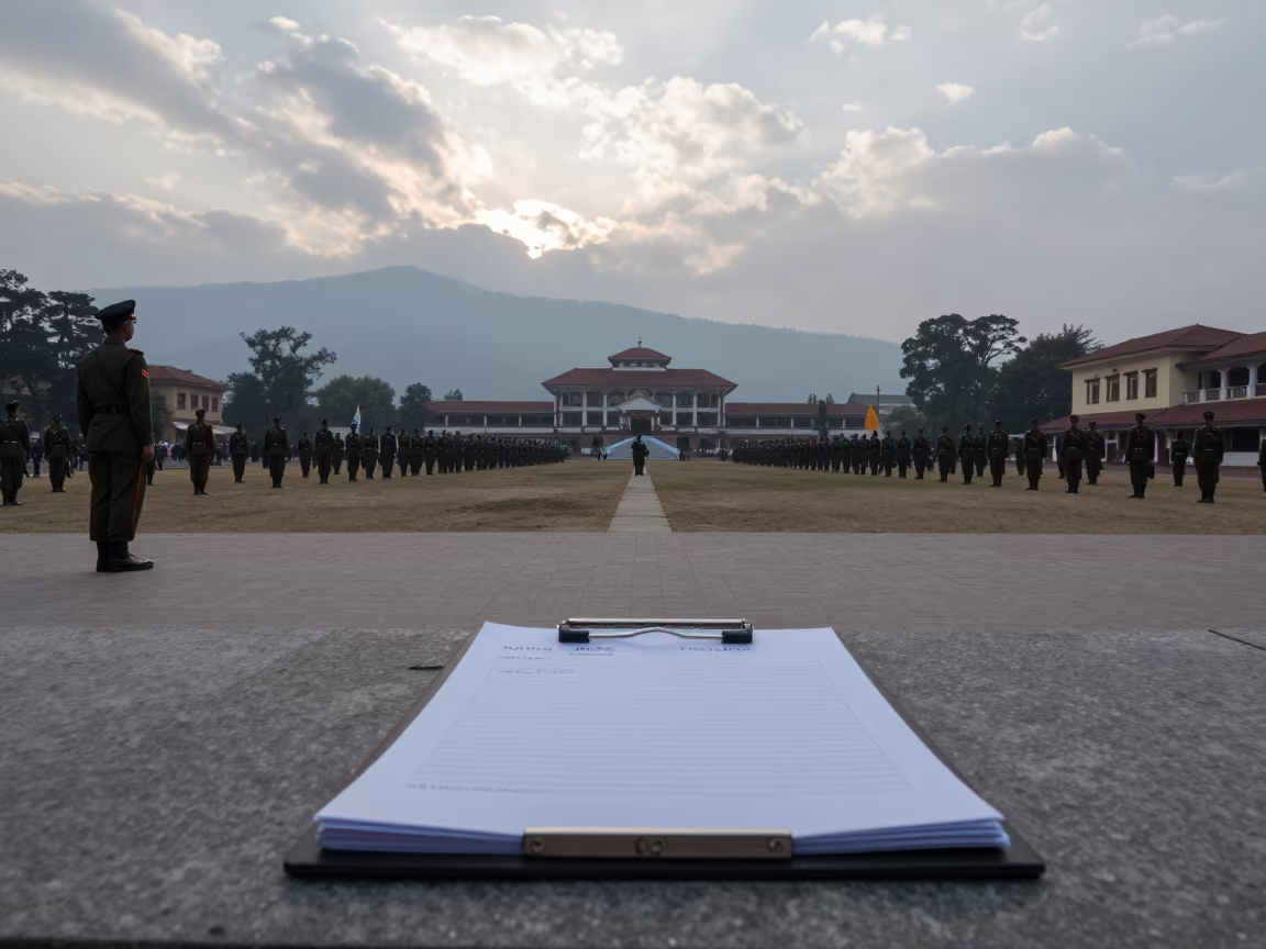 Nepal Parade Ground Clipboard Morning Readiness in on a parade ground in Nepal