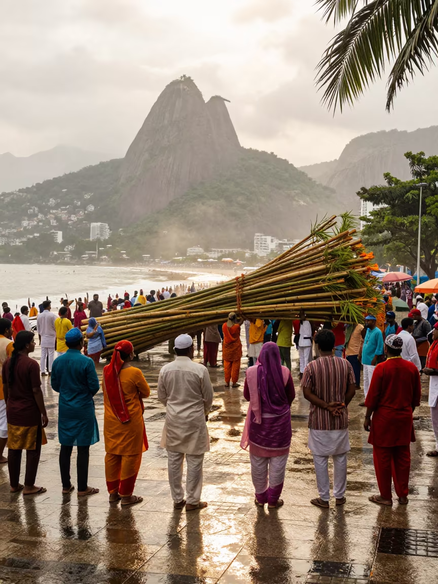 Nepali Dashain Swings Rio Square Midday in at a public square during a festival in Rio de Janeiro
