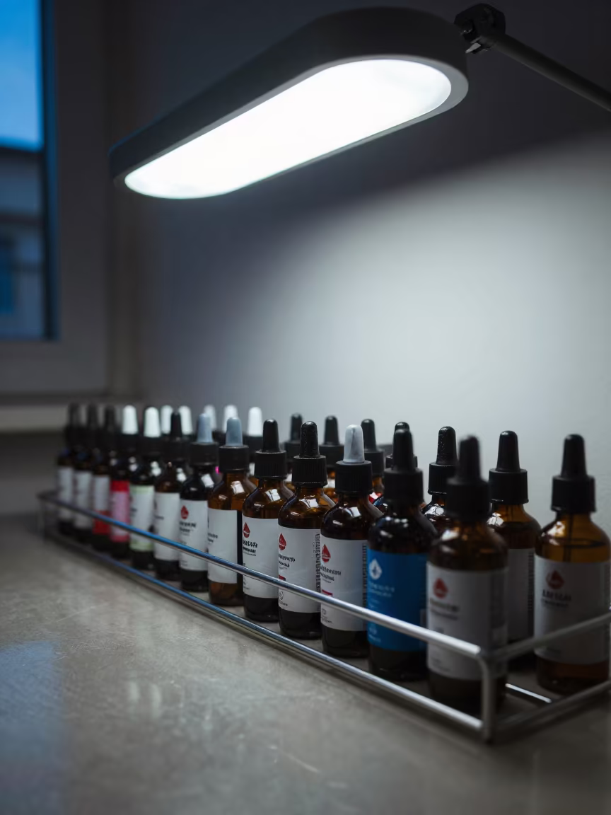 Neutralizer Bottles in Kyiv Nail Studio Blue Hour in inside a nail studio in Kyiv