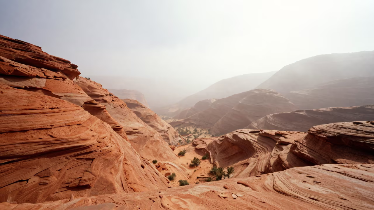 Nevada Canyon Fogbank Noon Heat Haze in in Nevada